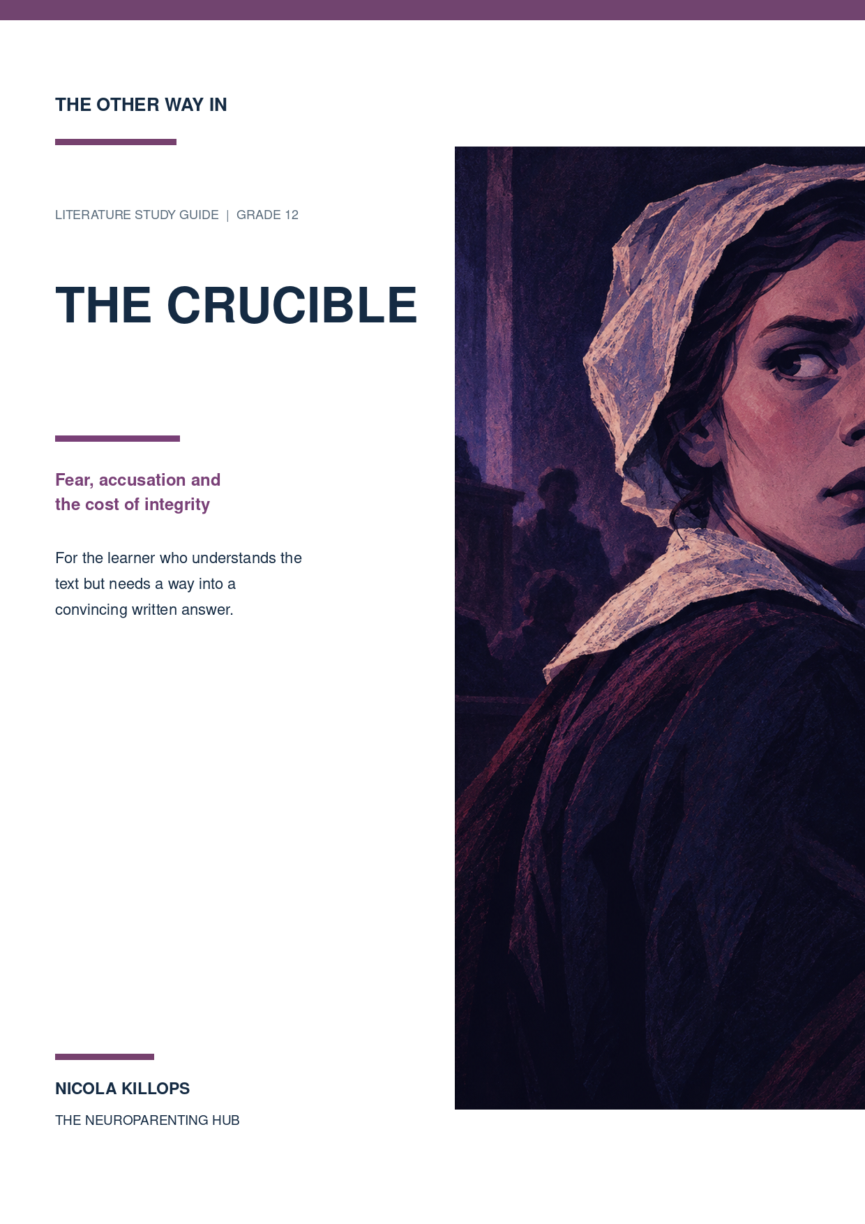 Cover of The Crucible study guide from The Other Way In series, by Nicola Killops